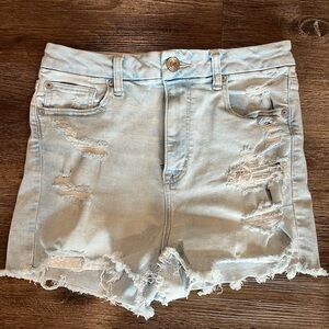 American Eagle Outfitters Light Blue Ripped Jean Shorts